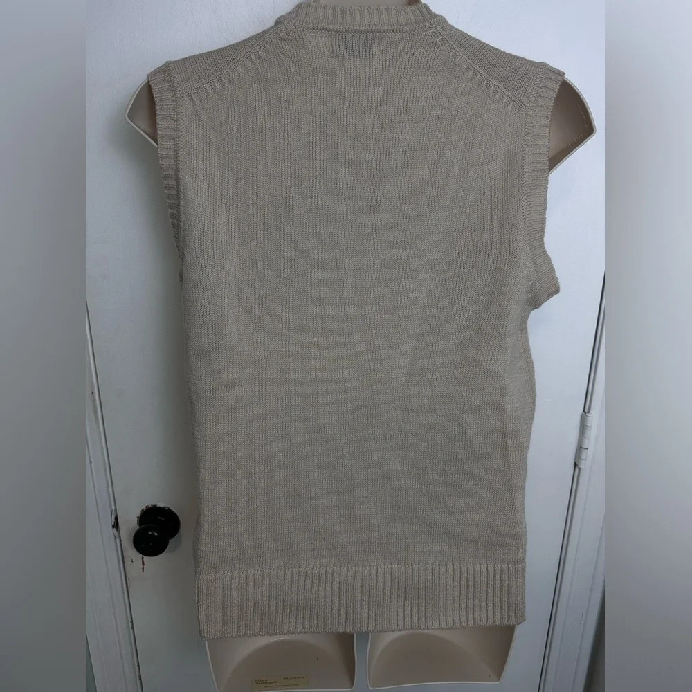Beige knit sweater sleeveless vest #1061 size large - Picture 4 of 6